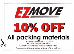 EZ Move 10% off coupon for All packing materials in tucson.