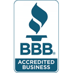 BBB accredited business logo in blue green.
